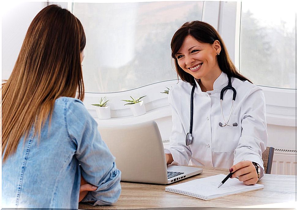 Woman at the doctor.