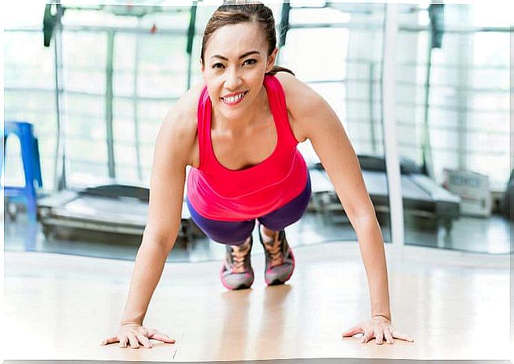 Woman doing push-ups