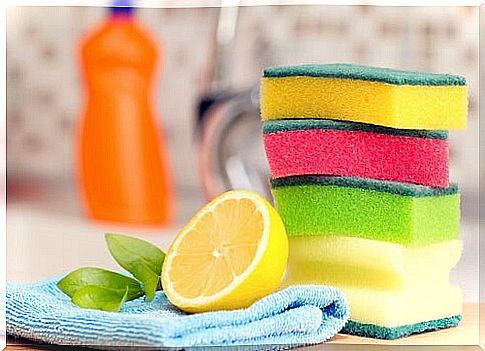 Lemon and scouring pads for cleaning