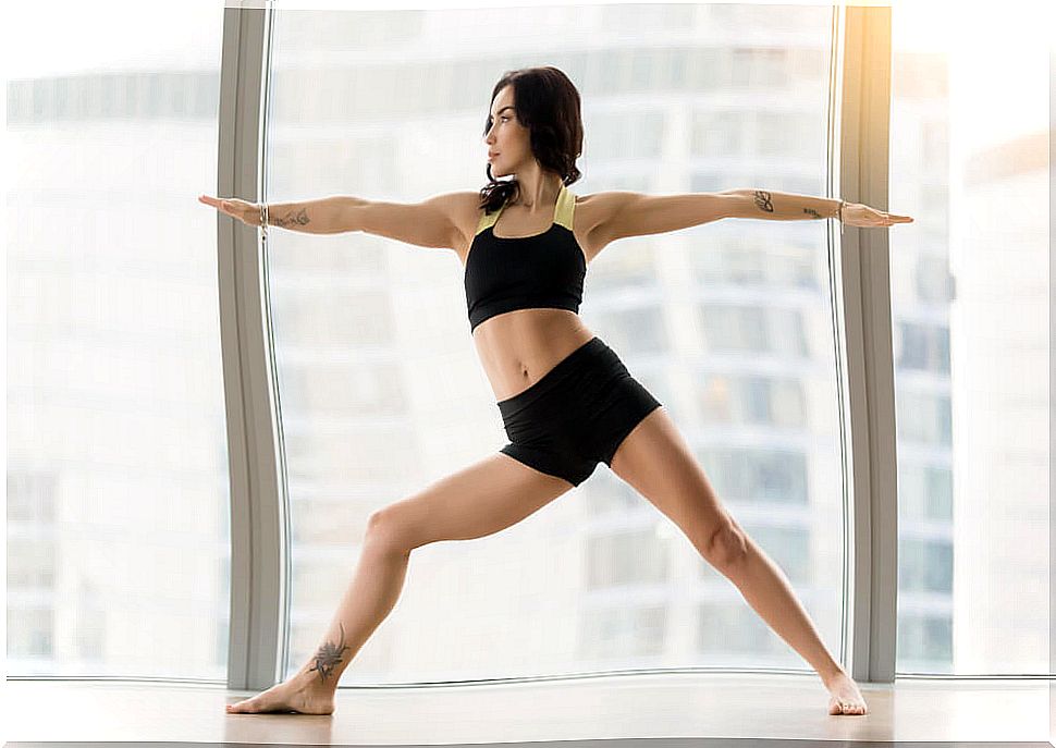 Woman doing stretching.